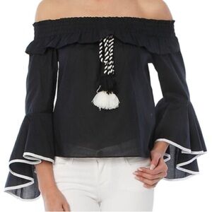 Misa LA Navy Loris Off-the-shoulder Top